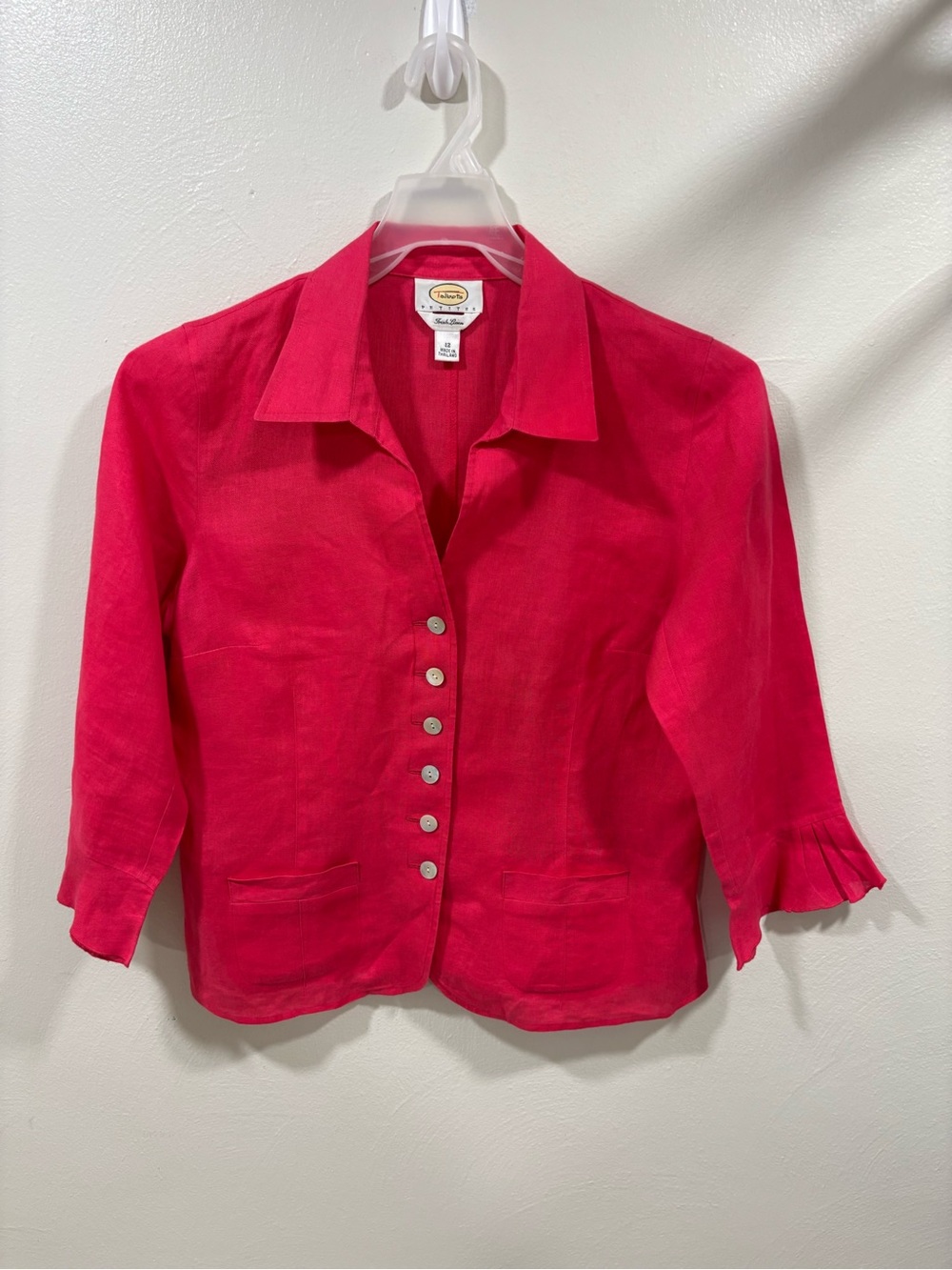 Linen Blend Rose Talbot's Women's V-Neck Shirt Size 12P